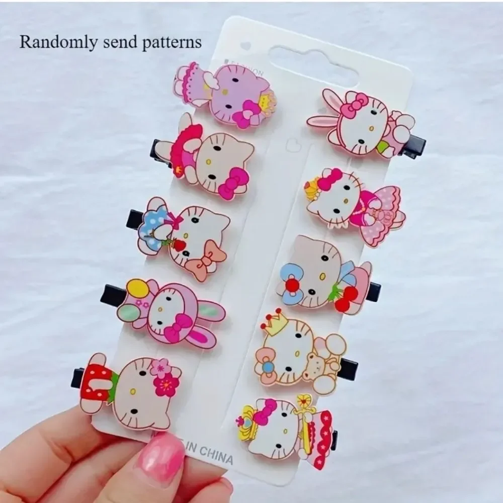 Hello Kitty Cartoon Acrylic Hair Clips Set - Cute Barrettes